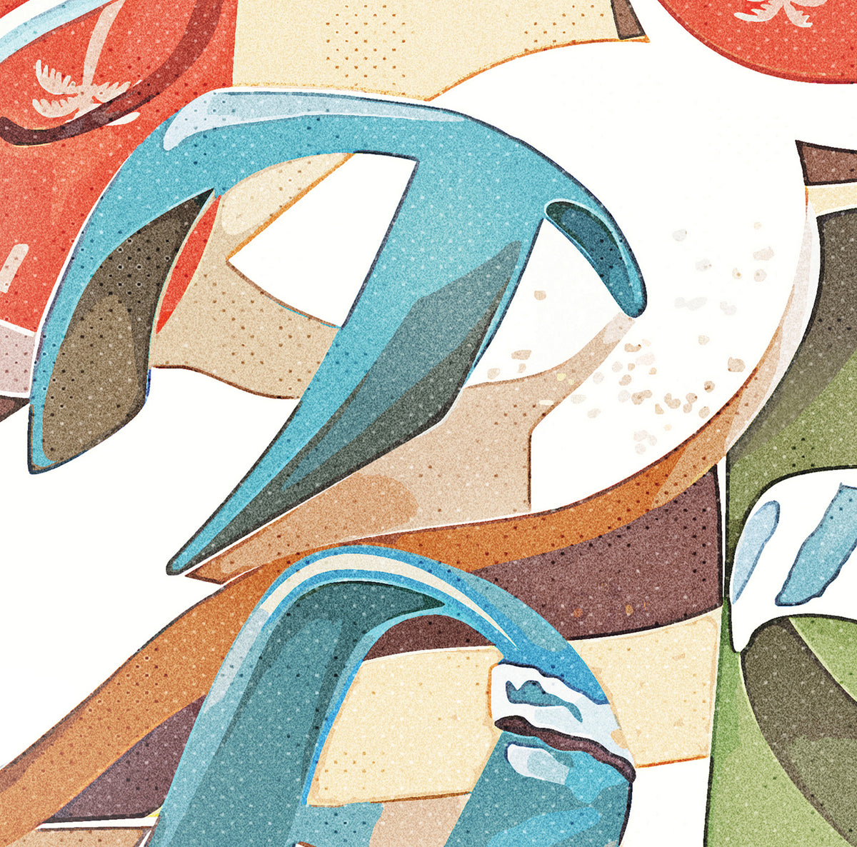 Pair of flip flops left in the sand at the beach, coastal art print displayed in detail