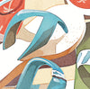 Pair of flip flops left in the sand at the beach, coastal art print displayed in detail