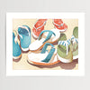 Pair of flip flops left in the sand at the beach, coastal art print