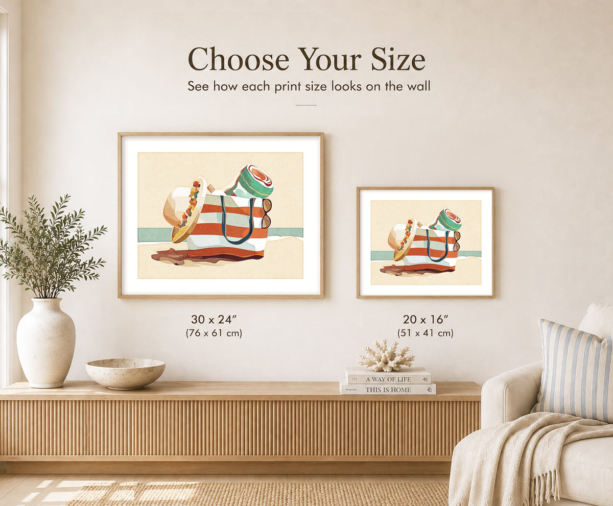 Size guide comparing the available print sizes: 30×24 and 20×16 inches.
