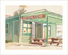 Illustration of a building with a sign reading 'Crystal Cove' featuring a picnic table in front.