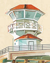 close-up of artwork of the Huntington Beach pier