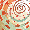 Colorful sea shell resting on sand against a neutral background, minimal coastal art print displayed in detai.