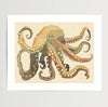Octopus with tentacles spread in all directions filling the frame, coastal marine life art print
