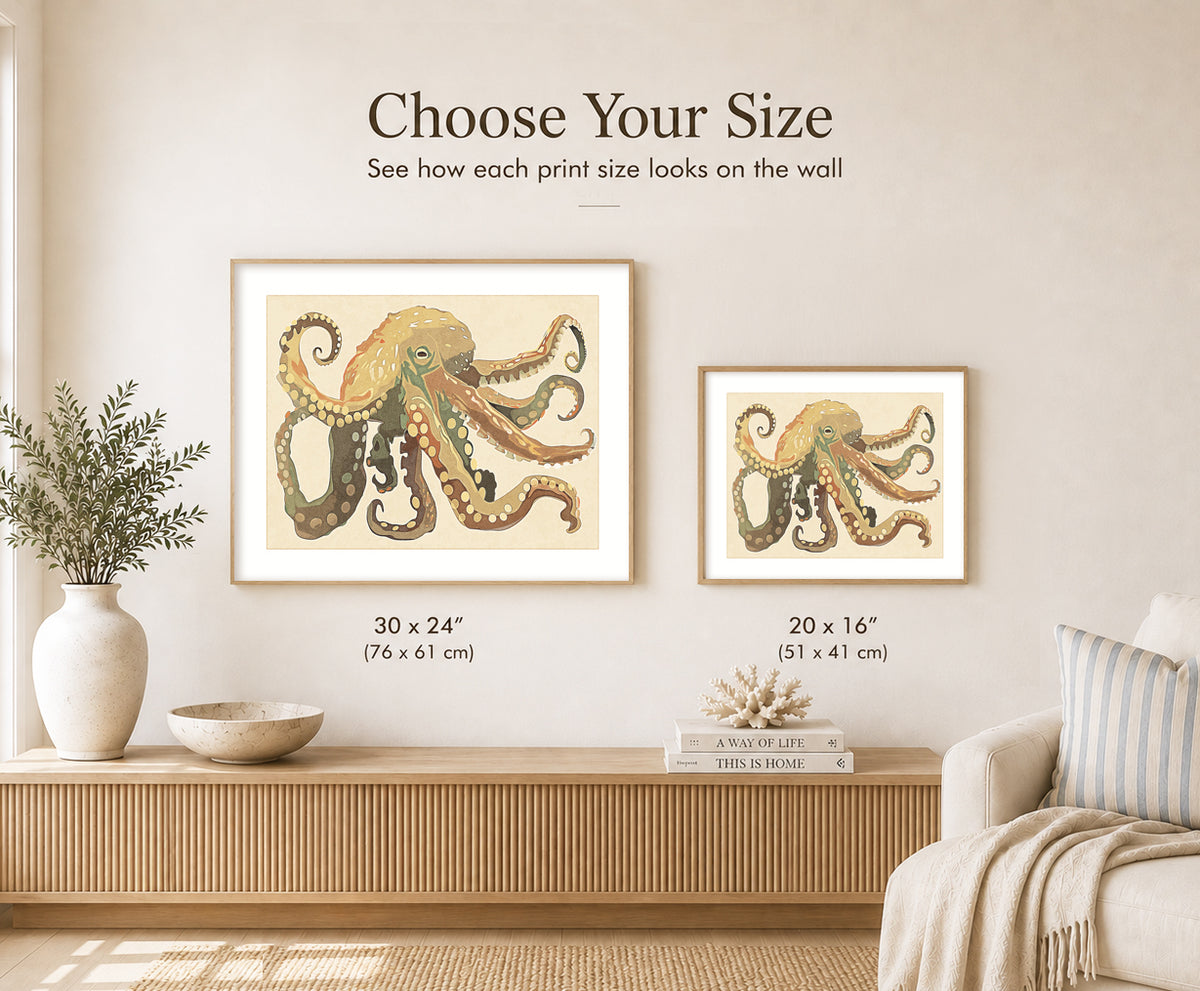 Size guide comparing the available print sizes: 30×24 and 20×16 inches.

