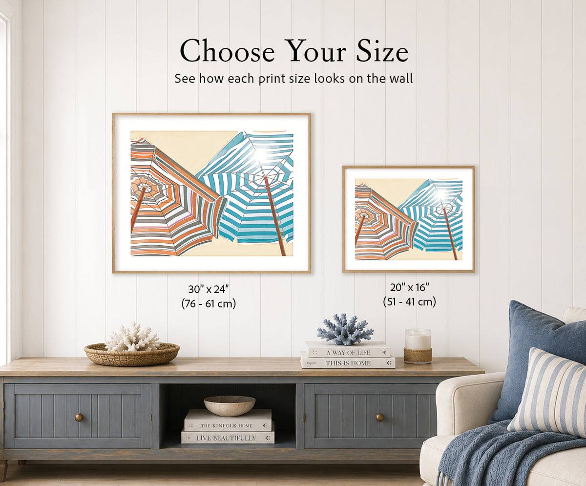 Size guide comparing the available print sizes: 30×24 and 20×16 inches.
