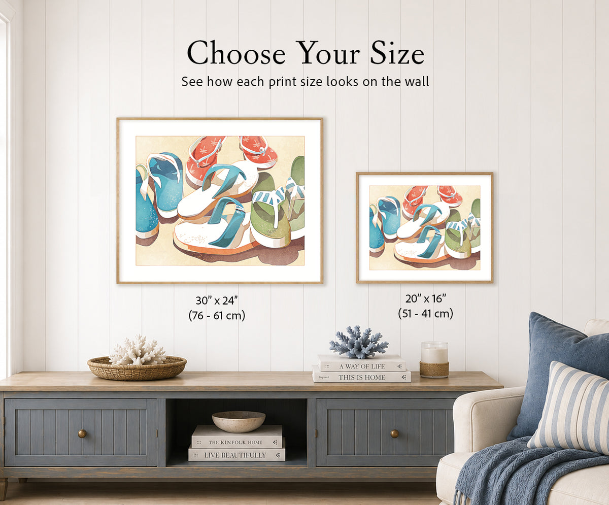 Size guide comparing the available print sizes: 30×24 and 20×16 inches.
